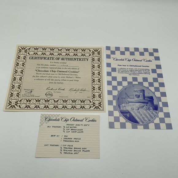 Knowles Chocolate Chip Oatmeal Cookies Collector Plate Old-Fashioned Favorites - Picture 4 of 12